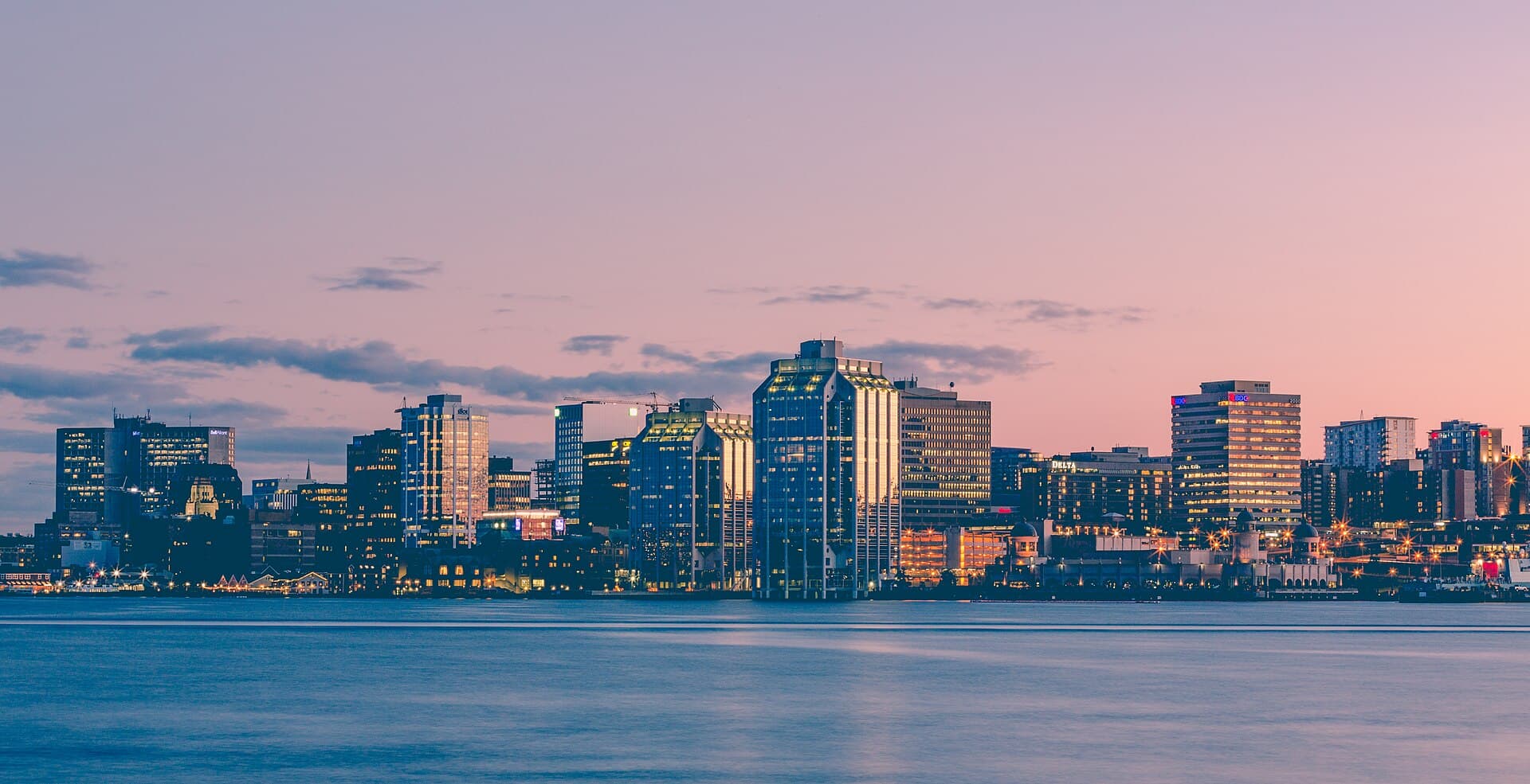 Downtown Halifax across the harbour at dusk