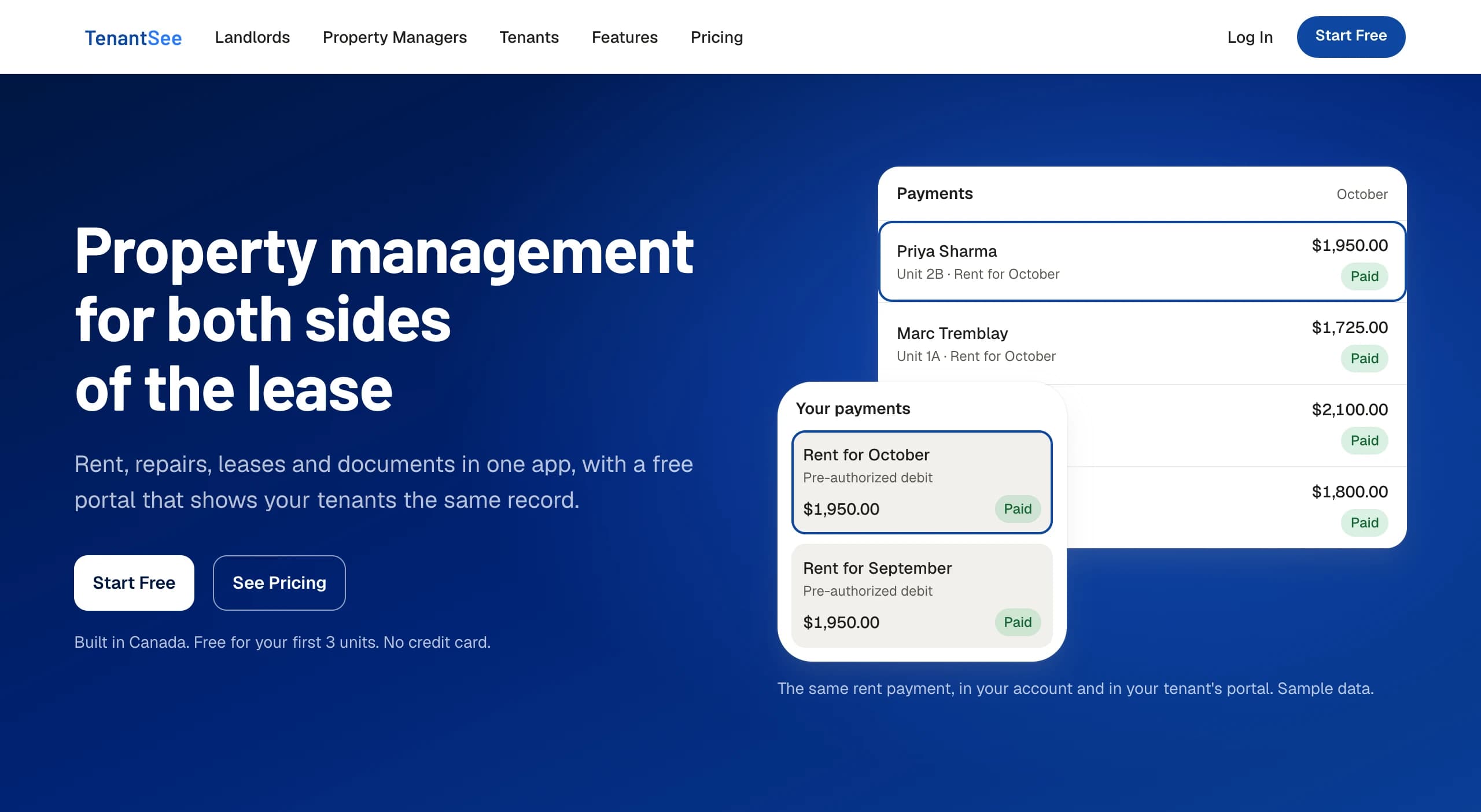 The TenantSee homepage